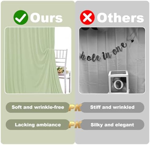 Sage Green Backdrop Curtain - 20x10FT Back Drop Curtains for Parties Wrinkle-Free Soft Polyester Backdrop, alternate view 5