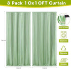 Sage Green Backdrop Curtain Drapes for Parties, 3Pack 10x10FT in (3 Pack)10FTx10FT in Sage Green, alternate view 2