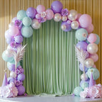 Sage Green Backdrop Curtain Drapes for Parties, 3Pack 10x10FT in (3 Pack)10FTx10FT in Sage Green, alternate view 6