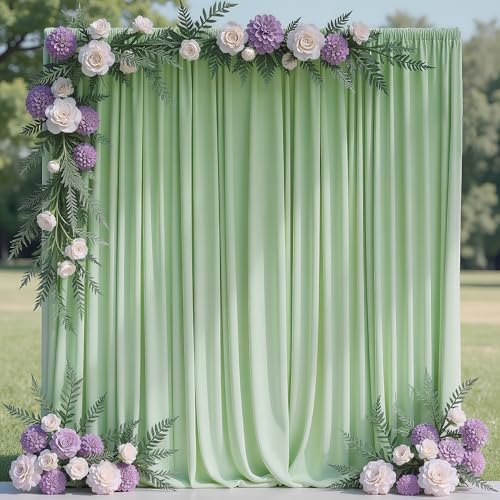 Sage Green Backdrop Curtain for Parties Backdrop Drapes 10x10FT in 10FTx10FT in Sage Green