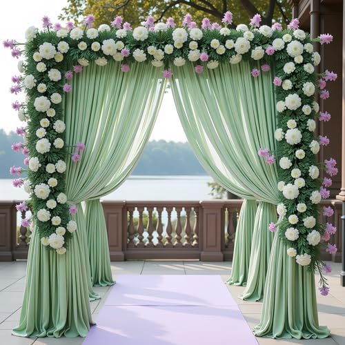 Sage Green Backdrop Curtain for Parties Backdrop Drapes 10x10FT in 10FTx10FT in Sage Green, alternate view 5