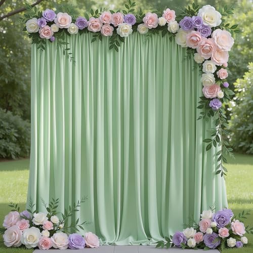 Sage Green Backdrop Curtain for Parties Backdrop Drapes 10x8FT in 10FTx8FT in Sage Green