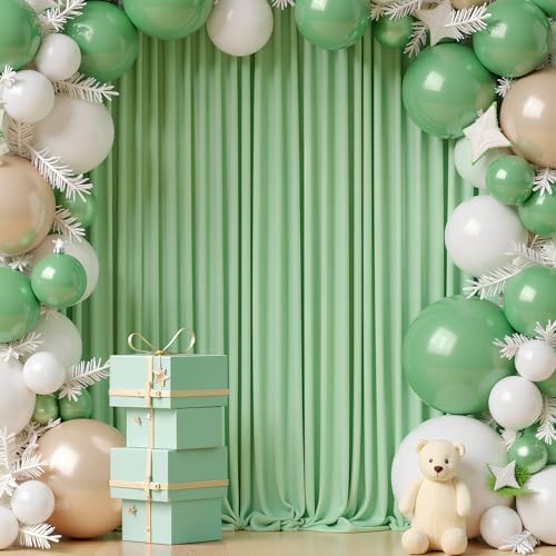 Sage Green Backdrop Curtain for Parties Backdrop Drapes 10x8FT in 10FTx8FT in Sage Green, alternate view 4