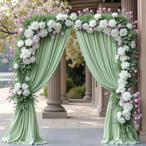 Sage Green Backdrop Curtain for Parties Backdrop Drapes 10x8FT in 10FTx8FT in Sage Green, alternate view 5