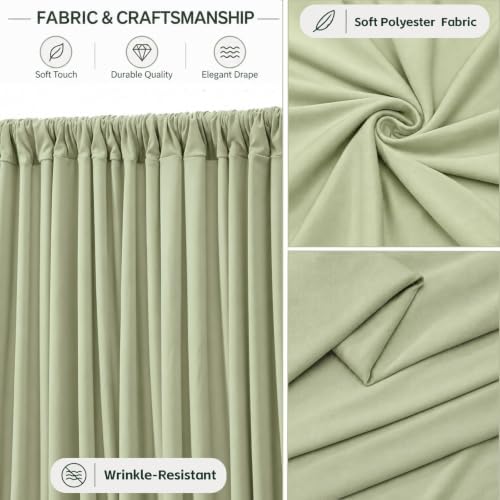 Sage Green Backdrop Curtains, 4 Panels, 5FT x 10FT Each, Wrinkle-Resistant in 5ft X 10ft (4 Panels) in Sage, alternate view 3