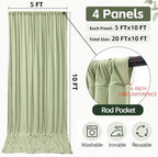 Sage Green Backdrop Curtains, 4 Panels, 5FT x 10FT Each, Wrinkle-Resistant in 5ft X 10ft (4 Panels) in Sage, alternate view 4