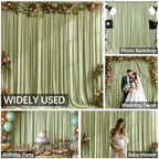 Sage Green Backdrop Curtains, 4 Panels, 5FT x 10FT Each, Wrinkle-Resistant in 5ft X 10ft (4 Panels) in Sage, alternate view 5