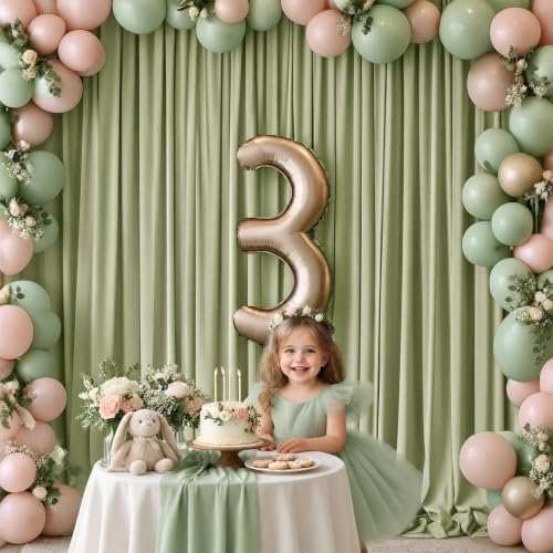 Sage Green Backdrop Curtains, 4 Panels, 5FT x 10FT Each, Wrinkle-Resistant in 5ft X 10ft (4 Panels) in Sage, alternate view 6