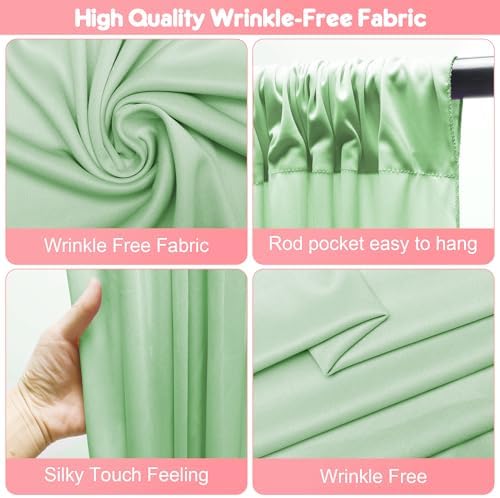Sage Green Backdrop Curtains Drapes for Party Wedding 5x8FT 2 Panel in 5'(W) x 8'(H), 2 panels in Sage Green, alternate view