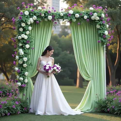 Sage Green Backdrop Curtains Drapes for Party Wedding 5x8FT 2 Panel in 5'(W) x 8'(H), 2 panels in Sage Green, alternate view