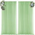Sage Green Backdrop Curtains for Parties, Chiffon Photo Backdrop Drapes 2 Panels 5x10FT Sheer Outdoor Curtain