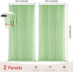 Sage Green Backdrop Curtains for Parties, Chiffon Photo Backdrop Drapes 2 Panels 5x10FT Sheer Outdoor Curtain, alternate view