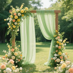 Sage Green Backdrop Curtains for Parties, Chiffon Photo Backdrop Drapes 2 Panels 5x10FT Sheer Outdoor Curtain, alternate view