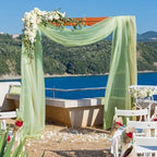 Sage Green Backdrop Curtains for Parties, Chiffon Photo Backdrop Drapes 2 Panels 5x10FT Sheer Outdoor Curtain, alternate view