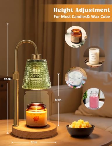 Sage Green Candle Warmer Lamp with Timer Home Decor Gifts for Women in Sage Green, alternate view 4