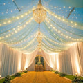 Sage Green Ceiling Drapes with Lights String for Weddings, 6 Panels 5ftx30ft Sheer Tulle Backdrop Photo