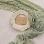 Sage Green Cheesecloth Table Runner 120 Inches Fall Party Home Decorations, alternate view 6