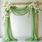 Sage Green Chiffon Wedding Arch Draping Fabric, 31" x 20FT, 1 Panel in 31"W x 236"L (Pack of 1) in Sage Green