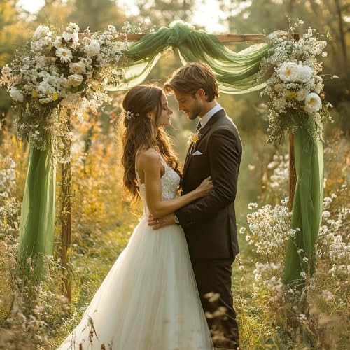 Sage Green Chiffon Wedding Arch Draping Fabric, 31" x 20FT, 1 Panel in 31"W x 236"L (Pack of 1) in Sage Green, alternate view