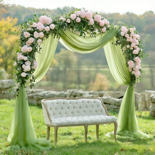 Sage Green Chiffon Wedding Arch Draping Fabric, 31" x 20FT, 1 Panel in 31"W x 236"L (Pack of 1) in Sage Green, alternate view
