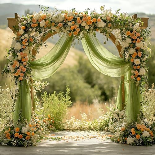 Sage Green Chiffon Wedding Arch Draping Fabric, 31" x 20FT, 1 Panel in 31"W x 236"L (Pack of 1) in Sage Green, alternate view