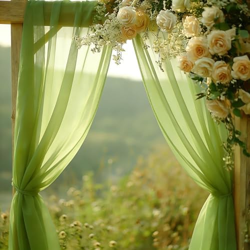 Sage Green Chiffon Wedding Arch Draping Fabric, 31" x 20FT, 1 Panel in 31"W x 236"L (Pack of 1) in Sage Green, alternate view