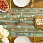Sage Green Embroidery Daisy Gauze Table Runner 120 Inch 10FT in 28" x 120" in Sage Green, alternate view 7