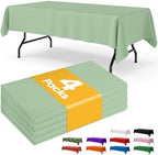 Sage Green Plastic Table Cloth Disposable, 4 Pack, 54 x 108 in