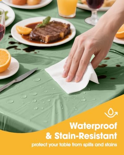 Sage Green Plastic Table Cloth Disposable, 4 Pack, 54 x 108 in, alternate view 2