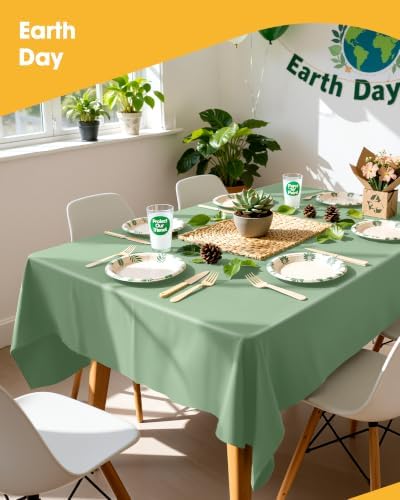 Sage Green Plastic Table Cloth Disposable, 4 Pack, 54 x 108 in, alternate view 6