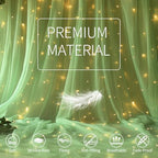 Sage Green Tulle Backdrop Curtain with Lights for Decor, 10x8FT in 10x8FT, alternate view 5