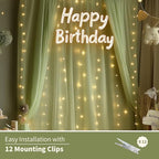 Sage Green Tulle Backdrop Curtain with Lights for Decor, 10x8FT in 10x8FT, alternate view 7