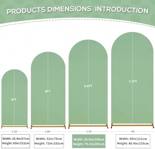 Sage Green Wedding Arch Backdrop Cover 6.6FT Spandex Fitted Backdrop in 3.3ftx6.6ft in Sage Green, alternate view 2