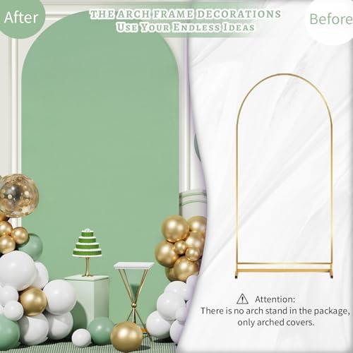 Sage Green Wedding Arch Backdrop Cover 6.6FT Spandex Fitted Backdrop in 3.3ftx6.6ft in Sage Green, alternate view 4