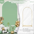 Sage Green Wedding Arch Backdrop Cover 6.6FT Spandex Fitted Backdrop in 3.3ftx6.6ft in Sage Green, alternate view 4
