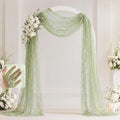 Sage Green Wedding Arch Draping Fabric 1 Panel 28" x 20FT, Glitter Sheer Backdrop Drapes for Wedding Ceremony