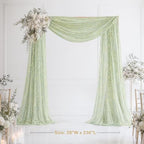 Sage Green Wedding Arch Draping Fabric 1 Panel 28" x 20FT, Glitter Sheer Backdrop Drapes for Wedding Ceremony, alternate view