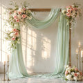Sage Green Wedding Arch Draping Fabric 28" x19FT Sheer Curtain Drapes in 28" width x 19Ft length(1 Panel) in