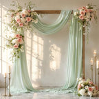Sage Green Wedding Arch Draping Fabric 28" x19FT Sheer Curtain Drapes in 28" width x 19Ft length(1 Panel) in