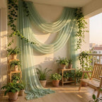 Sage Green Wedding Arch Draping Fabric 28" x19FT Sheer Curtain Drapes in 28" width x 19Ft length(1 Panel) in, alternate view