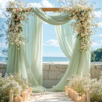 Sage Green Wedding Arch Draping Fabric 28" x19FT Sheer Curtain Drapes in 28" width x 19Ft length(1 Panel) in, alternate view