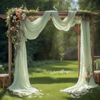 Sage Green Wedding Arch Draping Fabric Sheer Curtain Drapes 2 Panels | 20 ft Extra Long Shimmery Backdrop, alternate view 5