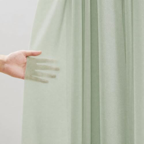 Sage Green Wedding Arch Draping Fabric Sheer Curtain Drapes 4 Panels | 20 ft Extra Long Shimmery Backdrop, alternate view 4