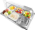 Salad bar Buffet Station for Home 6 Pan Countertop Food Serving Display Container With Clear Roll Top Cover