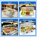 Salad bar Buffet Station for Home 6 Pan Countertop Food Serving Display Container With Clear Roll Top Cover, alternate view 4