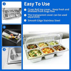 Salad bar Buffet Station for Home 6 Pan Countertop Food Serving Display Container With Clear Roll Top Cover, alternate view 6