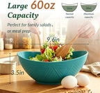 Salad Bowls 6 PCS Wheat Straw Bowls - 60oz Large Serving Bowl - Microwave and Dishwasher Safe Centerpiece Bowl, alternate