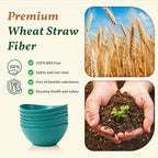 Salad Bowls 6 PCS Wheat Straw Bowls - 60oz Large Serving Bowl - Microwave and Dishwasher Safe Centerpiece Bowl, alternate