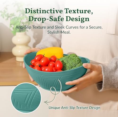 Salad Bowls 6 PCS Wheat Straw Bowls - 60oz Large Serving Bowl - Microwave and Dishwasher Safe Centerpiece Bowl, alternate