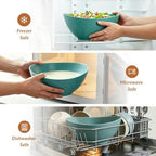 Salad Bowls 6 PCS Wheat Straw Bowls - 60oz Large Serving Bowl - Microwave and Dishwasher Safe Centerpiece Bowl, alternate